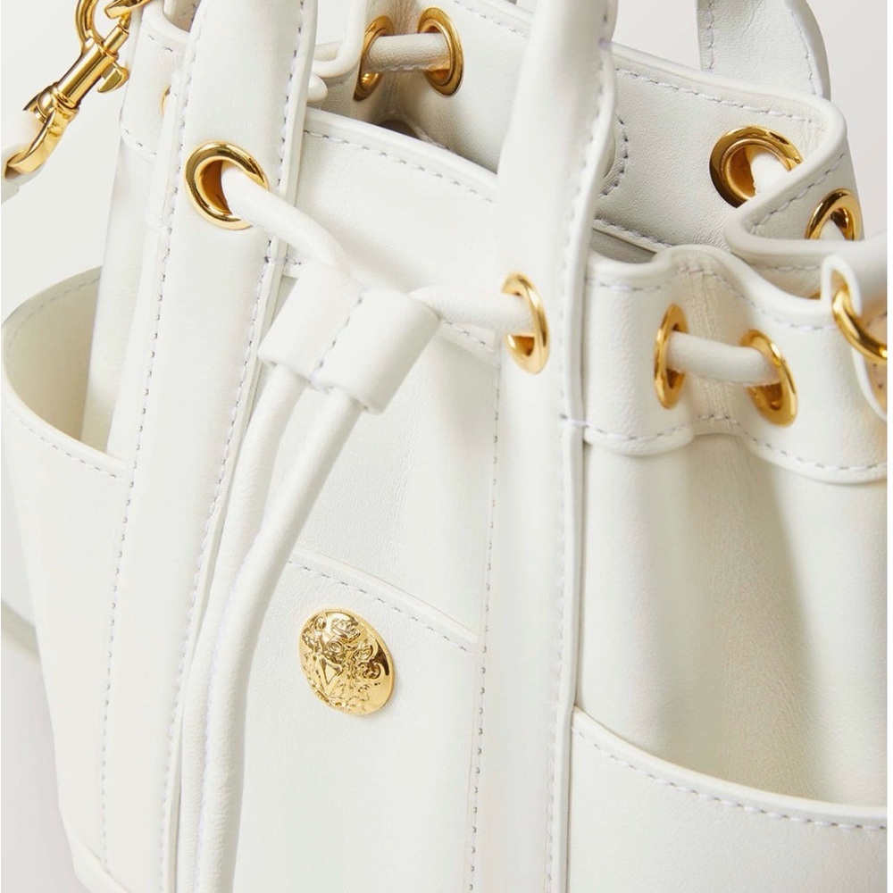 Veronica Beard White Drawstring Bucket Crossbody … - image 5
